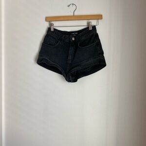 Urban Outfitters Black Jean Shorts High-Waisted Cuffed